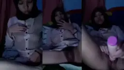 Ukhti Nina Bukak Hijab Sambil Colmek Sampai Crot