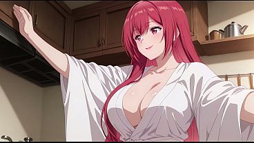 Anak Tiri Pulang Cepet, Lihat Istri Bapak Lagi Masak Pake Baju Tipis. Kureha Enomoto Cosplay Cabul Bikinan Ai.